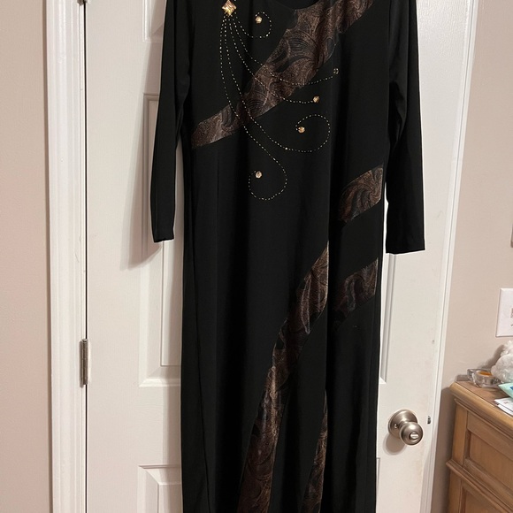 Black Fancy Maxi Dress decorated with beads - Picture 2 of 5